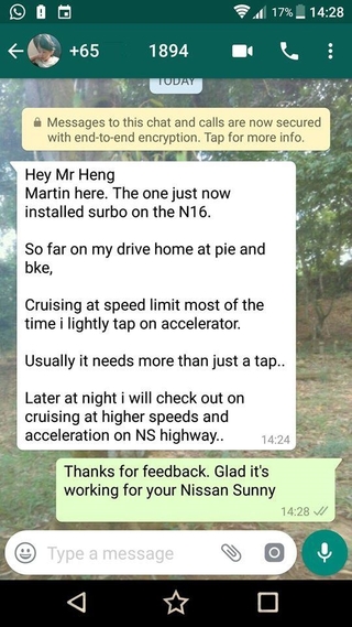 testimonial from owner of Nissan Sunny with Surbo