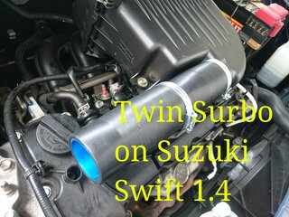 Photo: Twin Surbo fitted on the Suzuki Swift 1.4