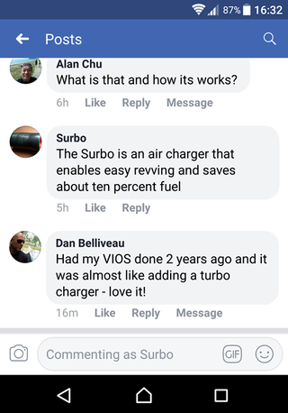 Surbo testimonial for the Toyota Vios