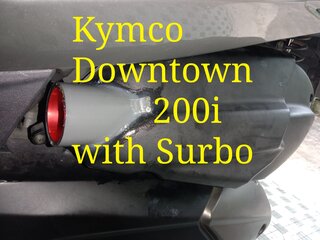 Surbo fitted on air filter cover of Kymco Downtown 200i