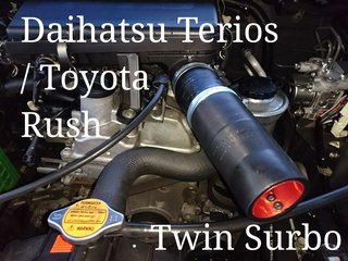 Photo: Twin Surbo installed on the air filter inlet of the Daihatsu Terios