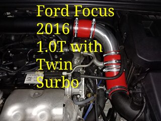 Photo: Twin Surbo installed in the air intake of the Ford Focus 1.0 turbo