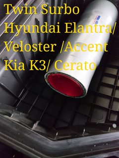 Photo: Twin Surbo installed in the air filter of the Hyundai Elantra/ Accent/ Veloster/ Kia Cerato/ K3