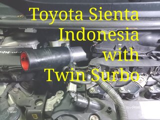 Twin Surbo fitted at modified inlet of air filter of Toyota Sienta 2018 Indonesia